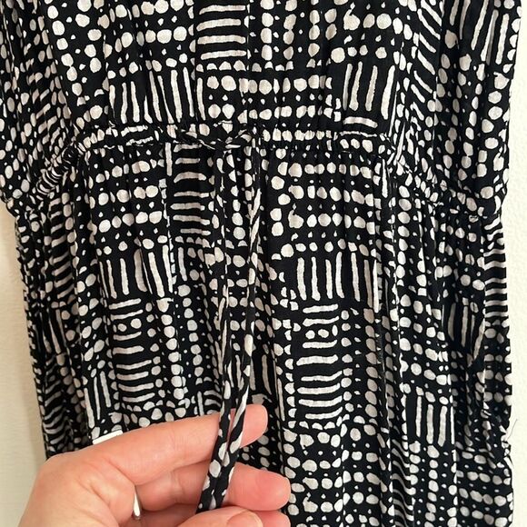 Splendid black white dots print cotton dress drawstring waist size medium - Picture 3 of 7